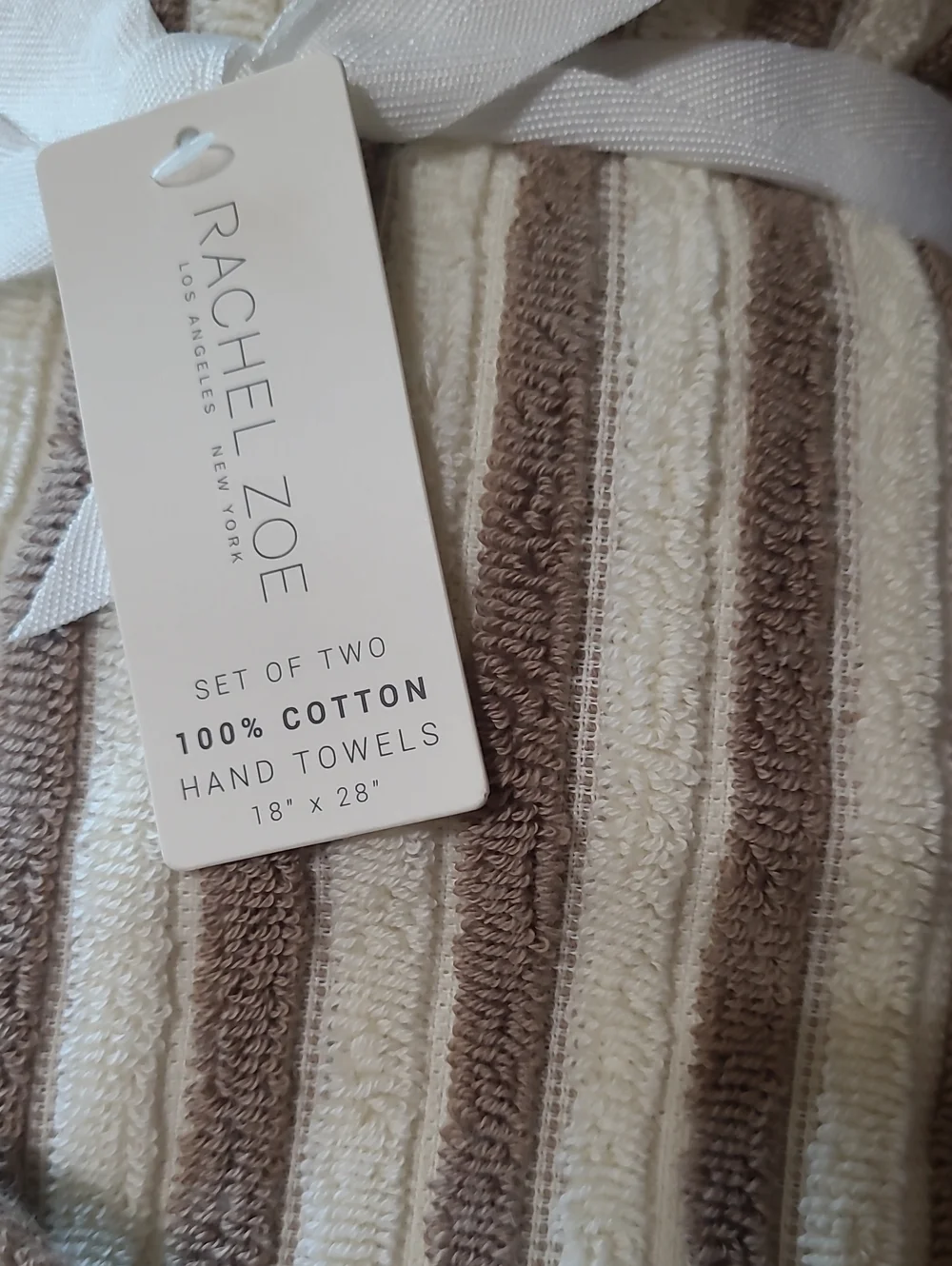 Rachel Zoe Striped Mink Coconut Towel Set